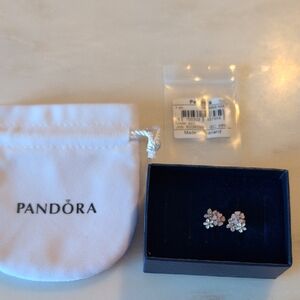 Pandora Poetic Blooms With Mixed Enamel Stud Earrings